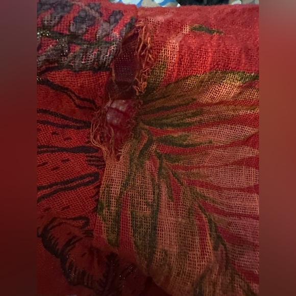 AG 25 Tropical Floral Red cotton Roll Tab Sleeve Button Down - Picture 8 of 10